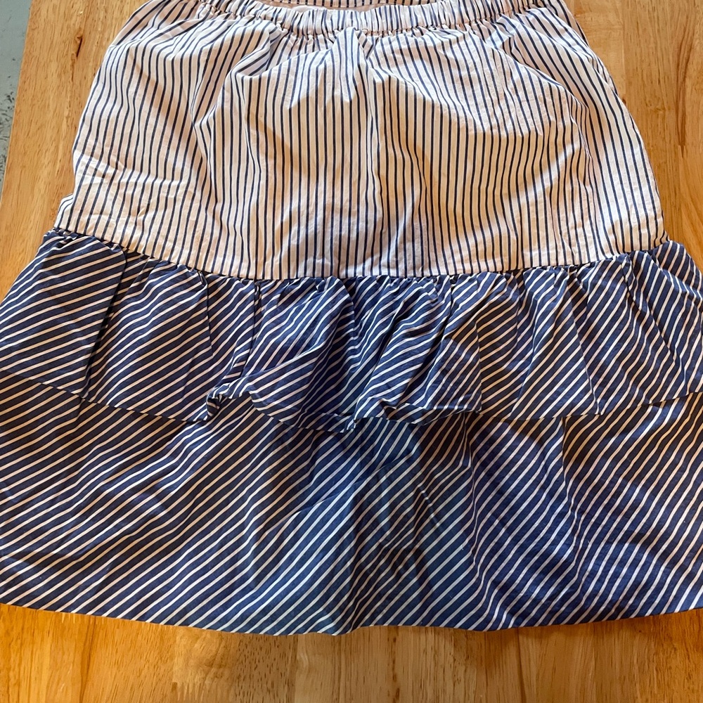 J. Crew Navy and White Striped A-Line Mini Skirt